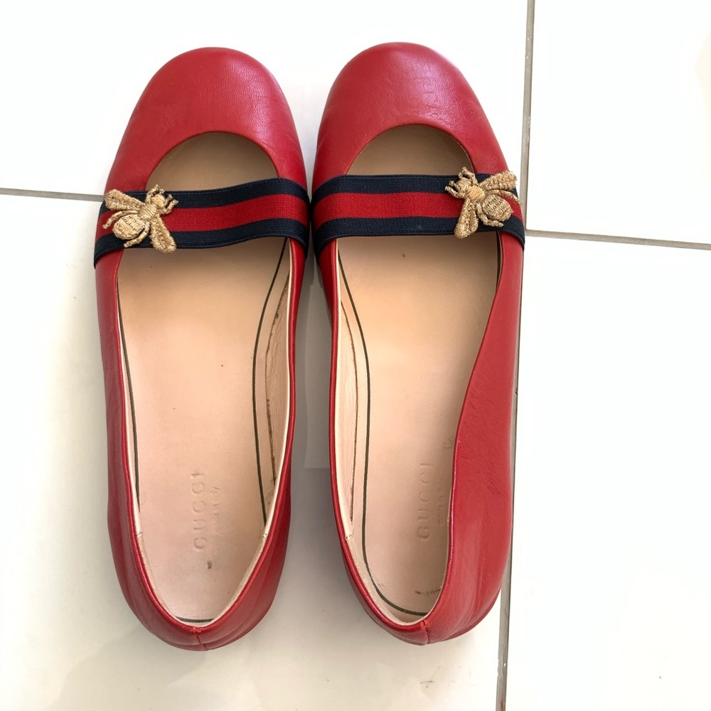 Gucci Red Bayadere Leather Ballet Flats 6.5